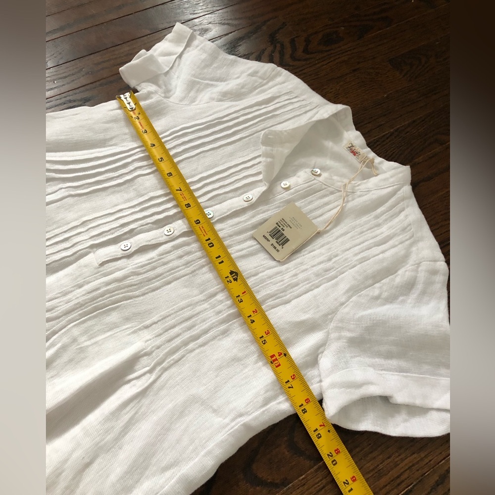 Faherty Women’s XS Gemina White 100% Linen Short-Sleeved Pleated Dress - NWT! - Picture 9 of 13